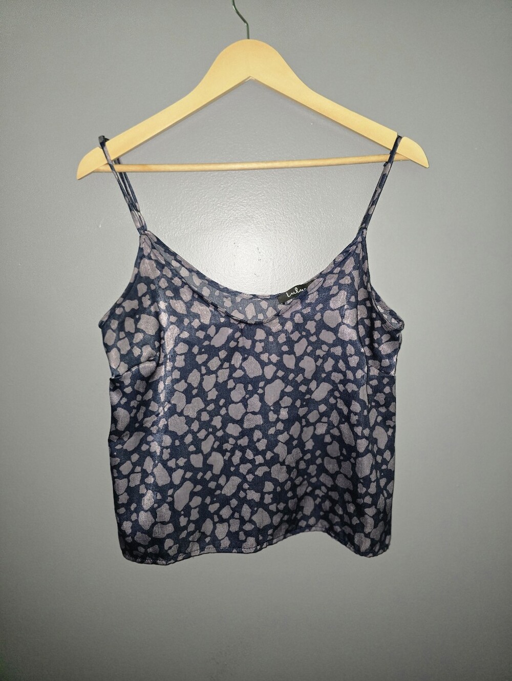 Lulus Satin Print Cami Top - Navy/Purple/Pink. Small